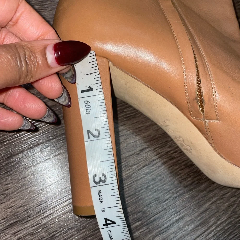 Tory Burch Womens Penelope Leather Ankle Pointed Toe Booties Tan Brown 10.5